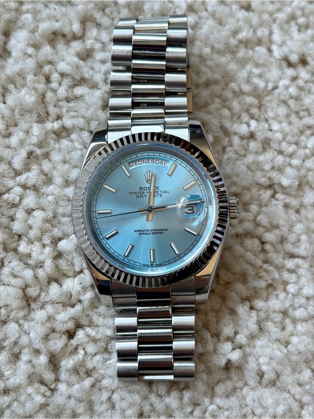AAAA Platinum Perpetual Day Date 40mm - Ice Blue Ref# 228236